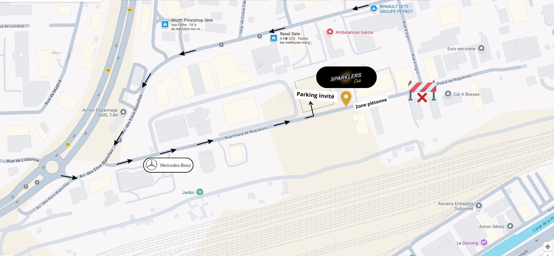 Plan d'accès à l'inauguration du Groupe SGMB - 10 ans de Sparklers Club