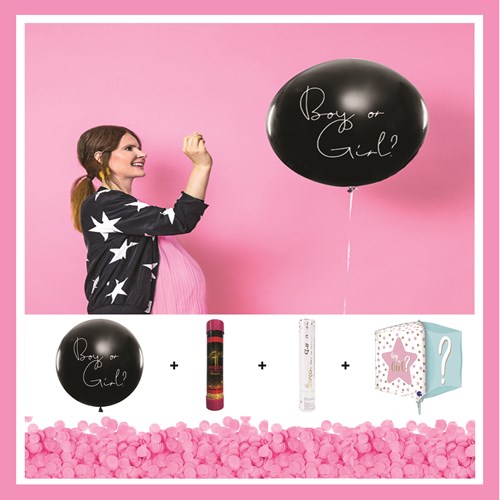 Ballon géant avec confettis à éclater pour fête gender reveal