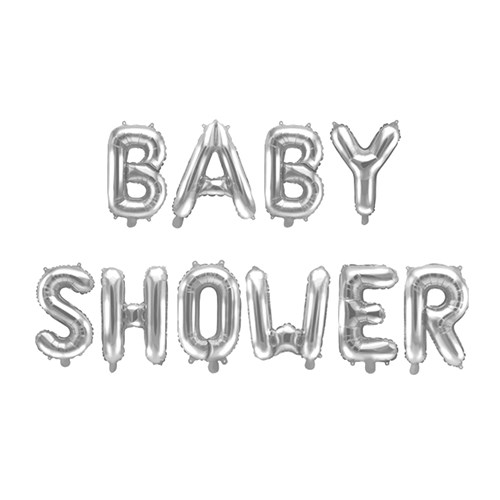 Baby Shower brev balloner Sølv 35cm