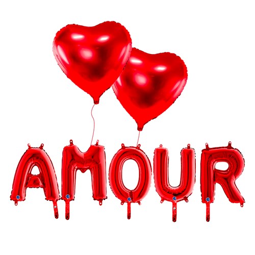 PACK BALLONS AMOUR + 2 BALLONS COEURS ROUGE
