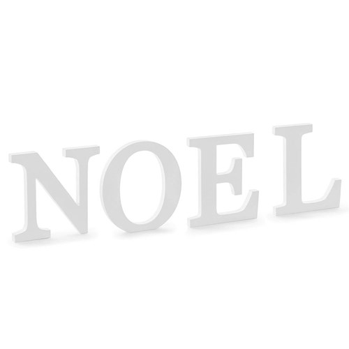 Weißes Holzbuchstaben-Set "NOEL" (Weihnachten)