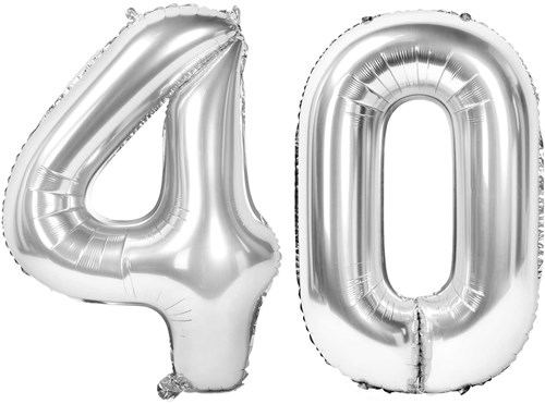 Ballon Chiffre 40 ans aluminium sølv 86cm
