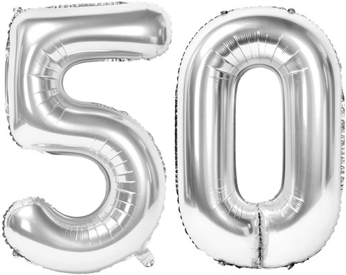 Ballon Chiffre 50 ans aluminium argent 86cm : Ballons 50 ans - Sparklers  Club