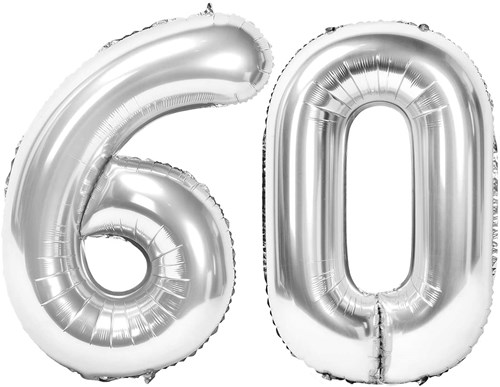 Ballon Anniversaire rond 60 ans argent : Décorations anniversaire 60 ans  sur Sparklers Club
