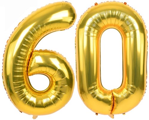 Palloncino Figura 60 anni alluminio oro 86cm : Palla 60 anni - Sparklers  Club