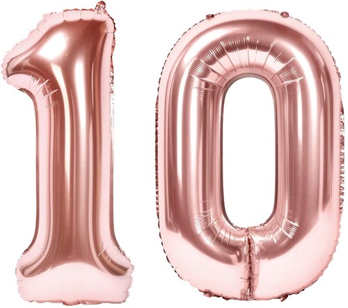 Palloncino Figura 10 anni alluminio Oro rosa 86cm