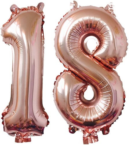 Palloncino Figura 18 anni alluminio Oro rosa 86cm