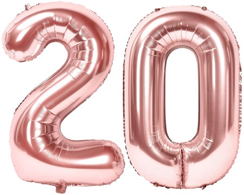 Balloon Chiffre 20 ans aluminium Rose Gold 86cm