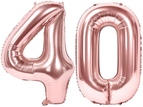 Ballon Chiffre 40 ans aluminium Or Rose 86cm : Ballons 40 ans