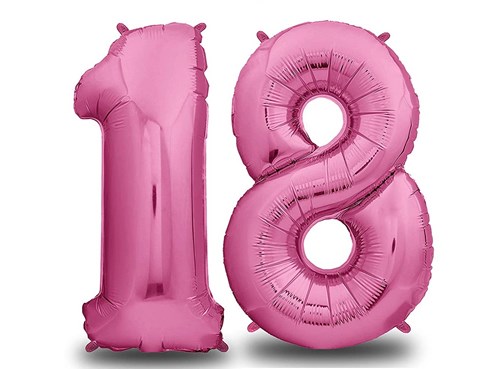 Ballon Chiffre 18 ans aluminium Rose 102cm : Ballons 18 ans - Sparklers Club