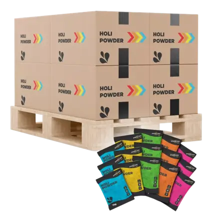 Holi Multicoloured Powder Palette – 3,600 sachets, 75 grams (€0.45 excl. VAT per item)