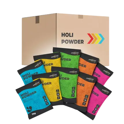 200 sachets of HOLI powder, 75g – Multicoloured Mix