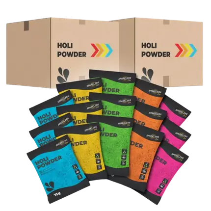1,000 sachets of HOLI powder, 75g – Multicoloured Mix 