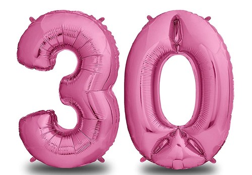Ballon Chiffre 30 år aluminium Pink 102cm