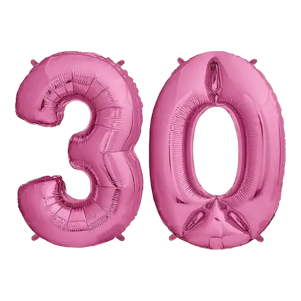 Ballon Chiffre 30 år aluminium Pink 102cm