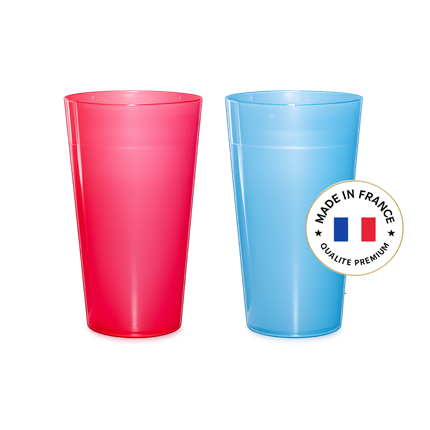 Set of 2 Reusable Ecocup Cups – Red & Blue, 25 cl (33 cl to the brim)