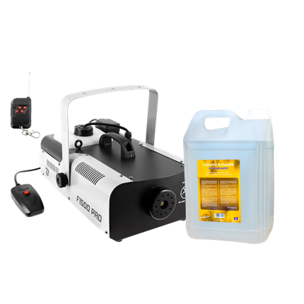 DJ F1500 Pro 1500 W røgmaskine-sæt & 5 L standard røgvæske fra Sparklers Club®