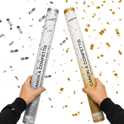 2er-Pack Konfetti-Kanonen, 80 cm, Gold und Silber – Reichweite 6 bis 8 m