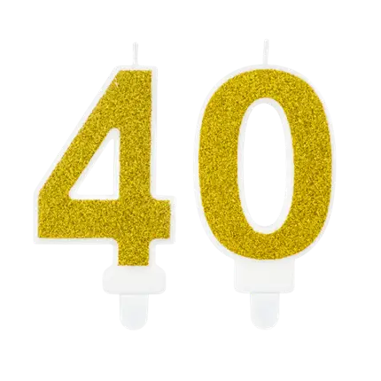 Gold Number 4 and 0 Birthday Candles – 40th Birthday Cake Decorations