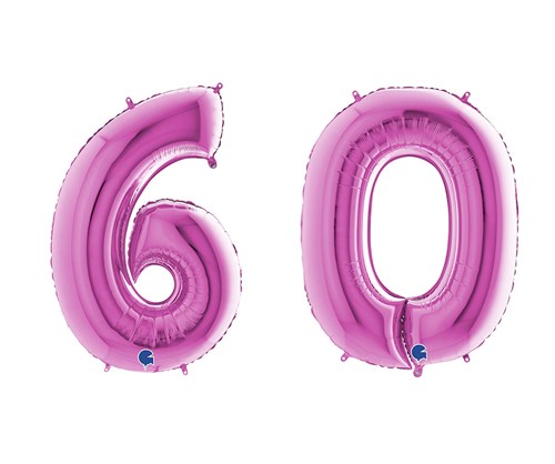 Ballon Chiffre 60 ans aluminium Rose 102cm : Ballons 60 ans