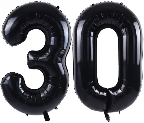 Ballon Chiffre 30 ans aluminium Noir 102cm