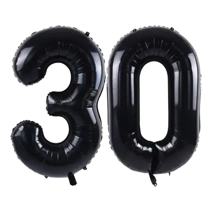 Balloon Chiffre 30 years aluminium Black 102cm