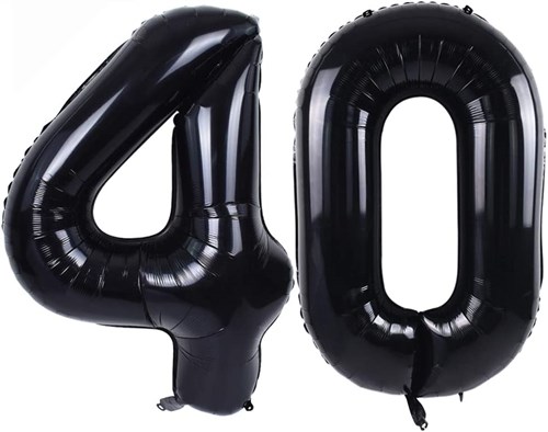 Ballon Chiffre 40 ans aluminium Noir 102cm