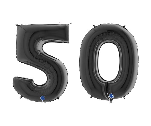 Ballon Chiffre 50 ans aluminium Noir 102cm