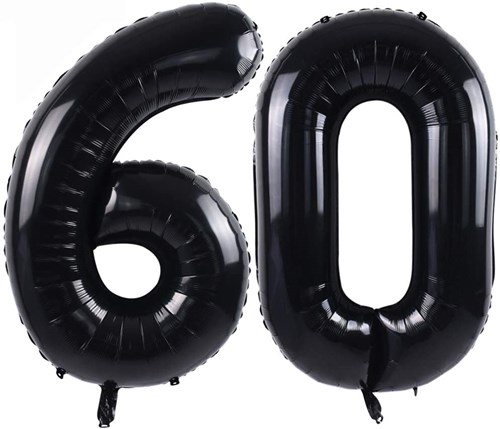 Ballon Chiffre 60 ans aluminium Noir 102cm