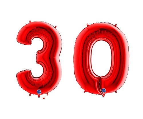 Ballon Chiffre 30 ans aluminium Rouge 102cm : Ballons 30 ans - Sparklers  Club