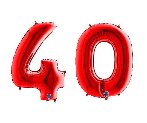 Palloncino Figura 40 anni alluminio Rosso 102cm : Palla 40 anni - Sparklers  Club