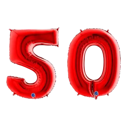 Balloon 50 years aluminium red 102cm