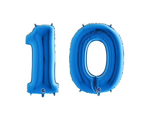 Número Globo 10 años aluminio Azul 102cm