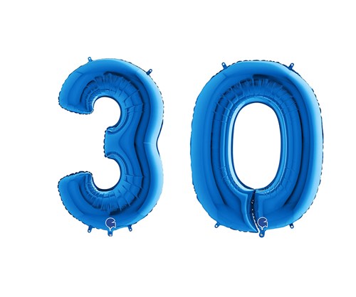 Balloon Chiffre 30 years aluminium Blue 102cm