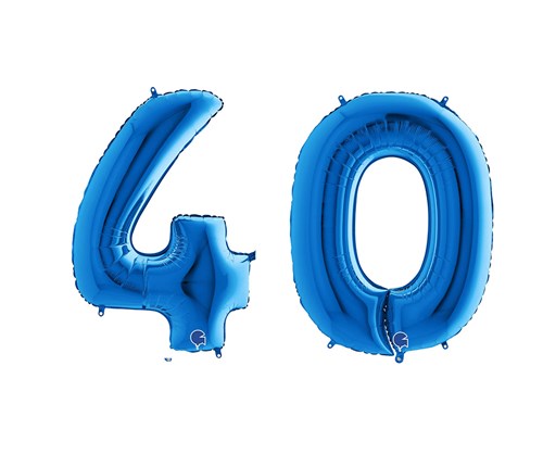 Ballon Chiffre 40 jaar aluminium Blauw 102cm
