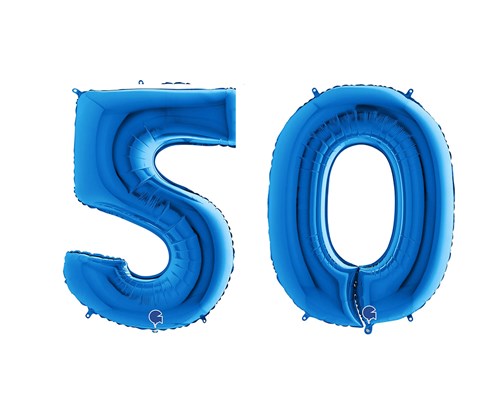 Ballon Chiffre 50 ans aluminium Bleu 102cm : Ballons 50 ans - Sparklers Club