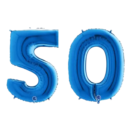 Ballon 50 jaar aluminium blauw 102cm