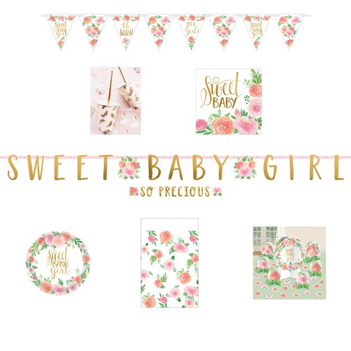Kit Baby Shower Linea Sweet Baby Girl (35 pezzi)
