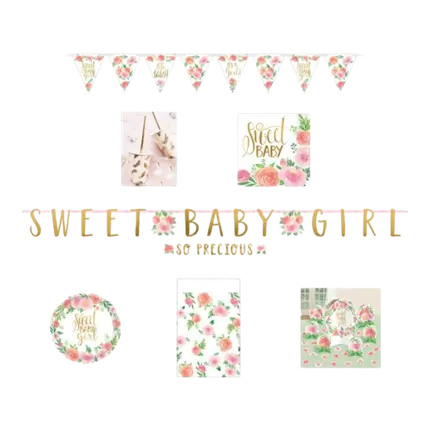 Kit Baby Shower Linea Sweet Baby Girl (35 pezzi)