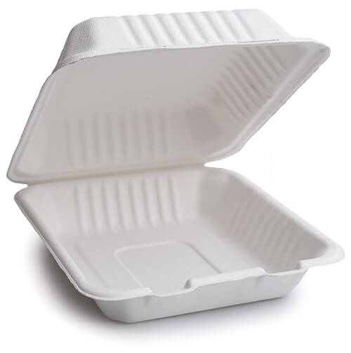 Boite en Canne à Sucre Blanc - 22CM / 1600ml - 25 unités