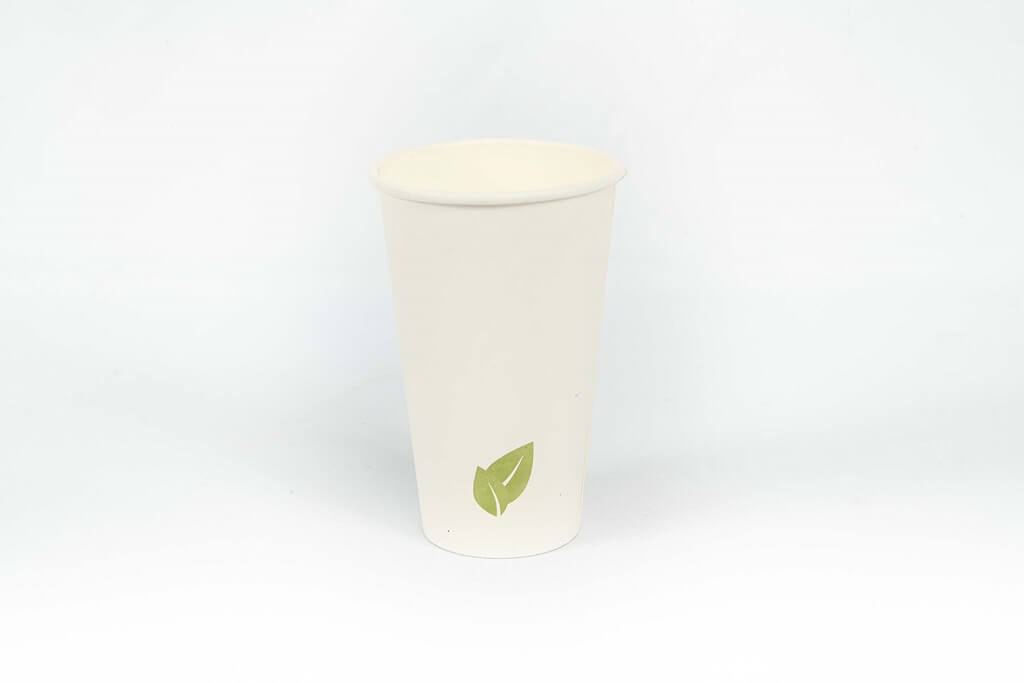 Gobelet Carton Blanc à motif Feuille 48cl (16oz) - 50 Unités