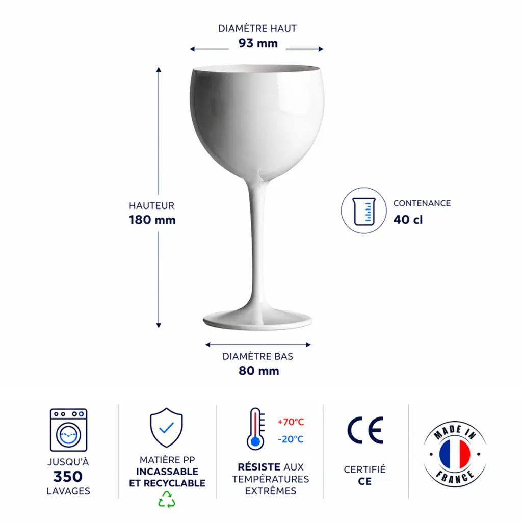 verre piscine blanc incassable 40cl