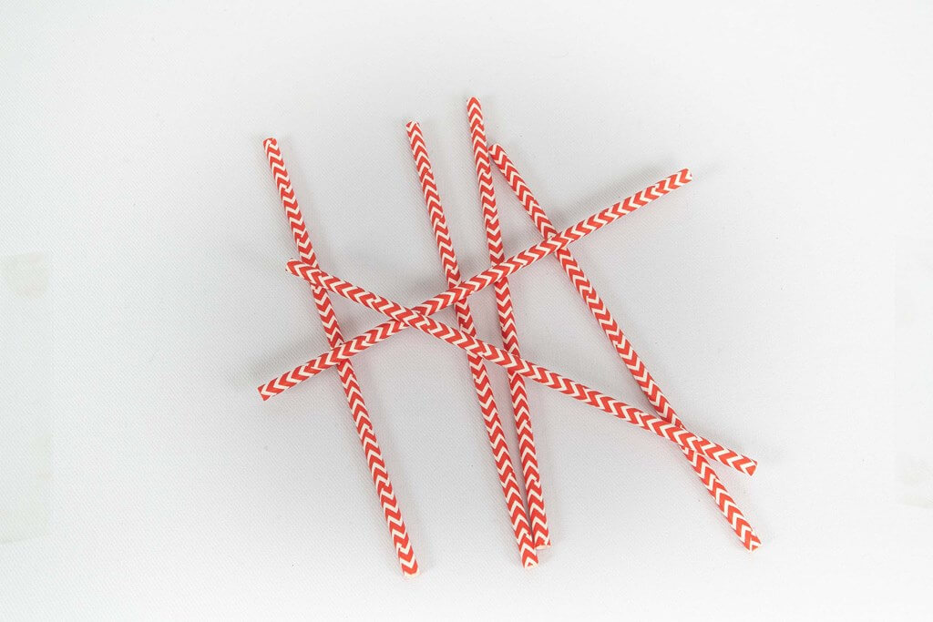 Paille en Papier Vague Rouge/Blanc - Ø6mm - 20cm - 100unités