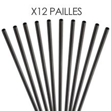 PAILLE EN INOX NOIRE -  21,5CM /ø6MM - 12 UNITÉS