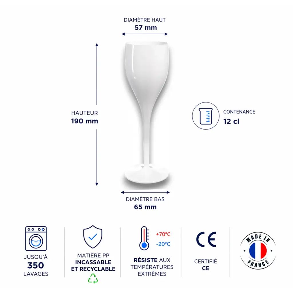 flute a champagne incassable blanche 12cl