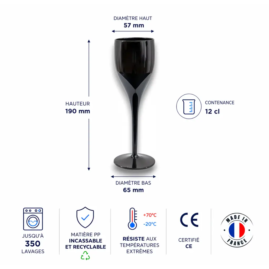 flute a champagne incassable noire 12cl