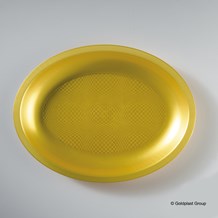  Assiette en Plastique Ovale  Or -25,5cm (Lot de 25)