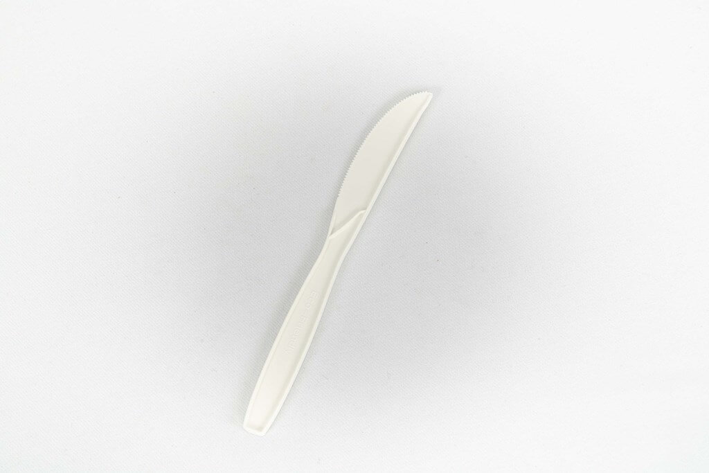 Couteau en Pulpe de Maïs Blanc - 180mm - 6 Unités