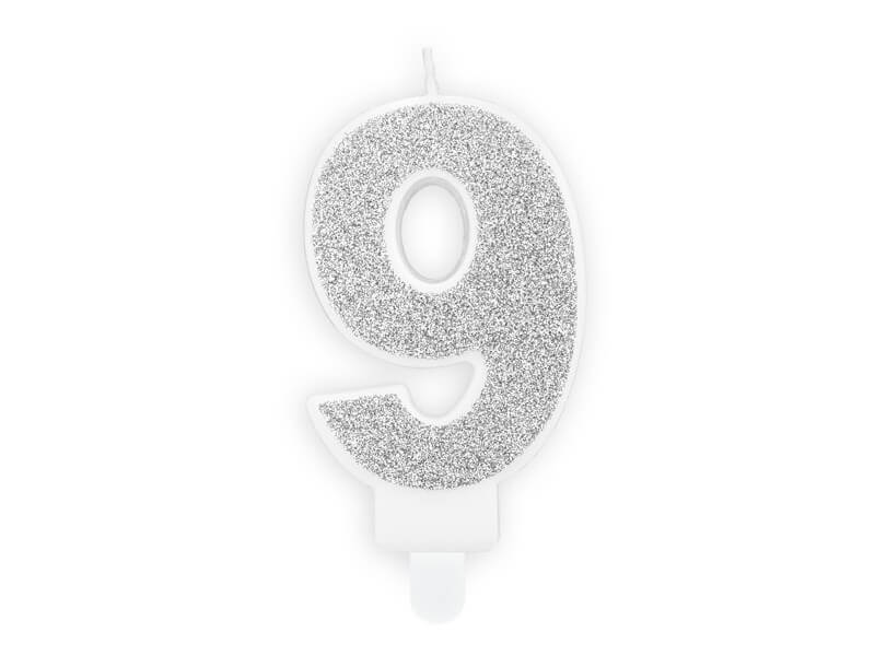 Bougie Chiffre 9 Argent