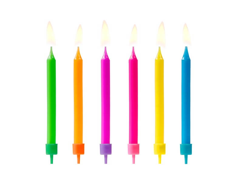 Bougies pour Anniversaire couleur Mixte - 10 Unités